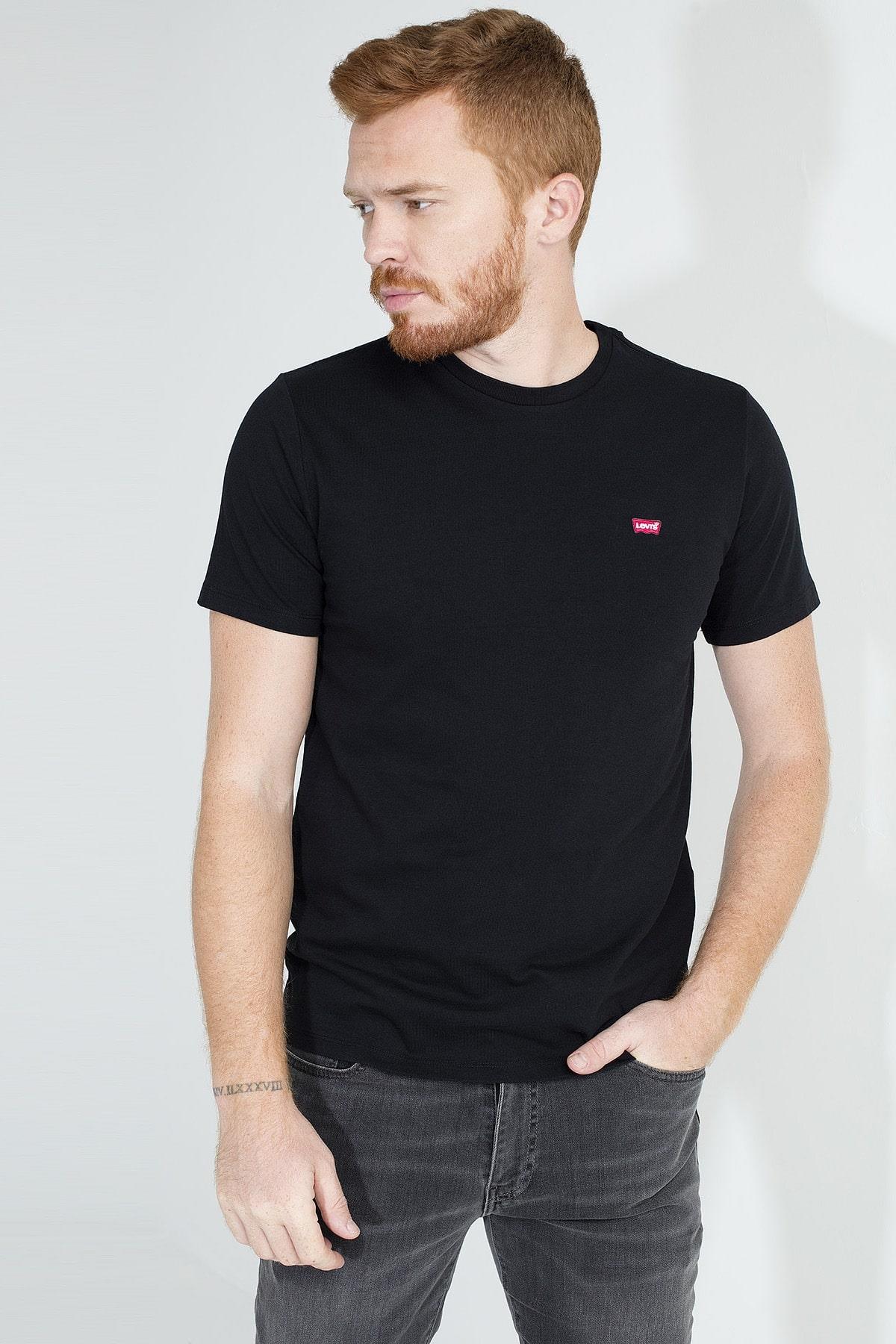 Levis Erkek Siyah Bisiklet Yaka Tshirt 56605 0076