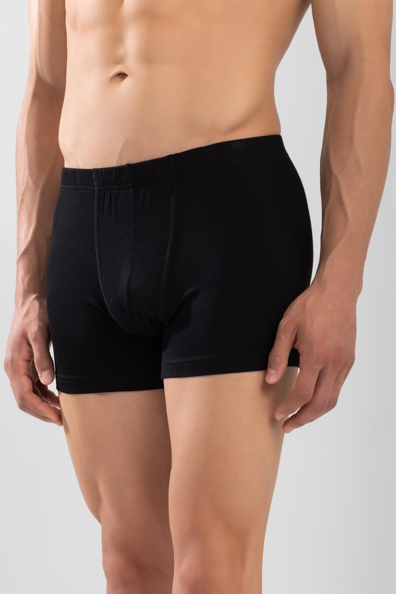 Erkek Bamboo Likralı Düz Boxer Siyah