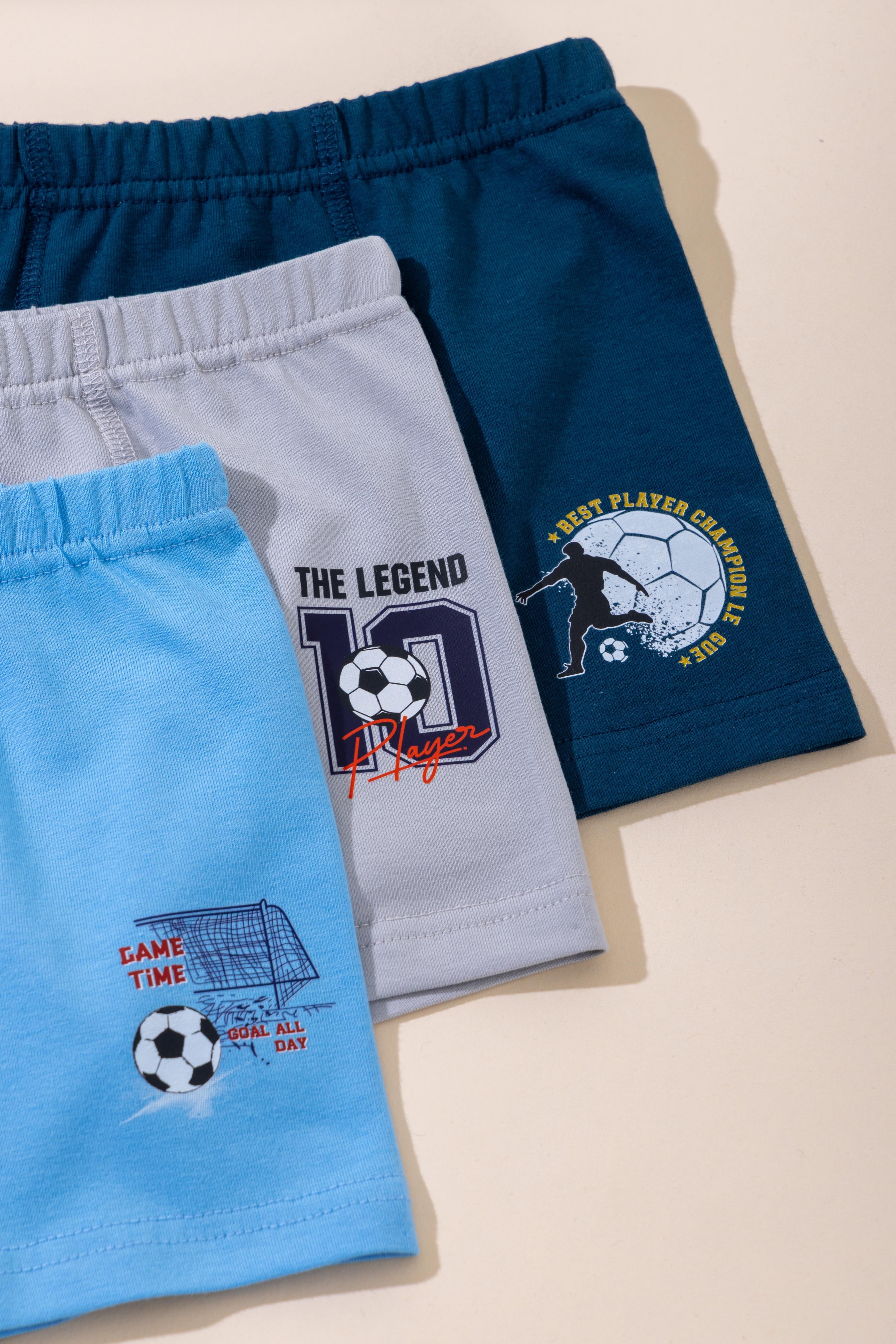 Erkek Çocuk Pamuklu Baskılı Rahat Kesim Likralı Boxer 3'lü Paket 3550 Renkli