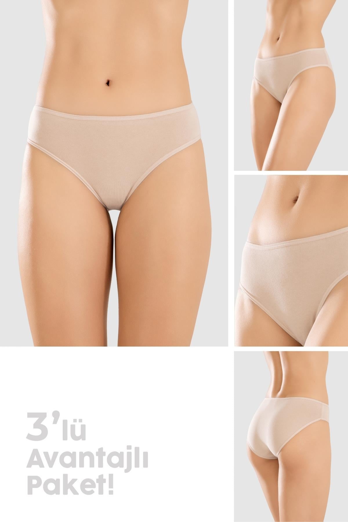 Kadın Pamuklu Basic Slip Külot 3lü Paket 8500 Ten Rengi