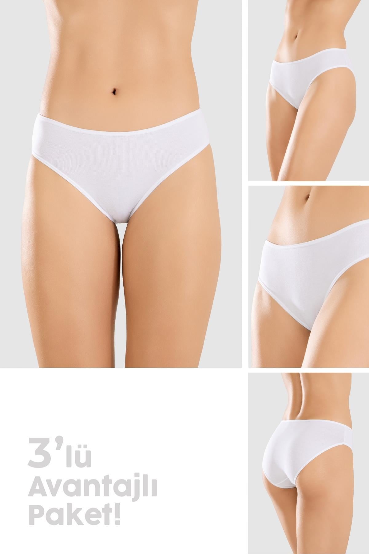 Kadın Pamuklu Basic Slip Külot 3lü Paket 8500 Beyaz