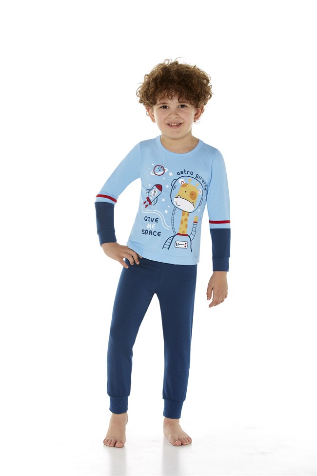 Baykar Erkek Çocuk Uzun Kollu Pijama Takımı 9641 Mavi