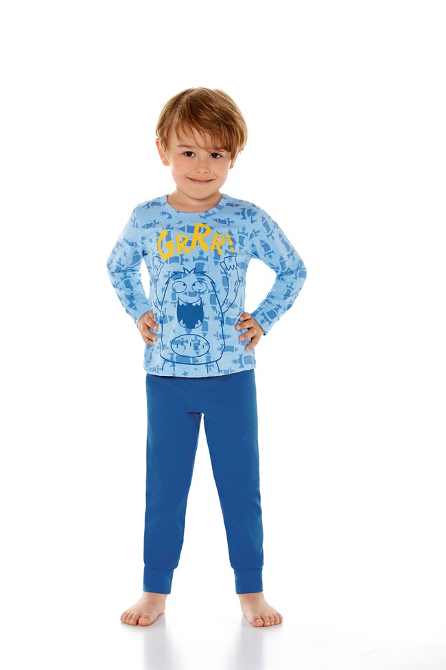 Baykar Erkek Çocuk Uzun Kollu Pijama Takımı 9638 Mavi