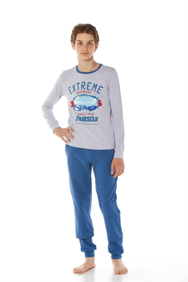 Baykar Erkek Çocuk Uzun Kollu Pijama Takımı 9654 Gri