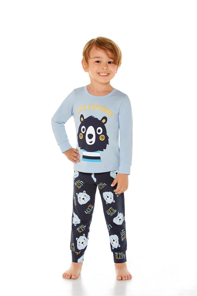 Baykar Erkek Çocuk Uzun Kollu Pijama Takımı 9636 Mavi