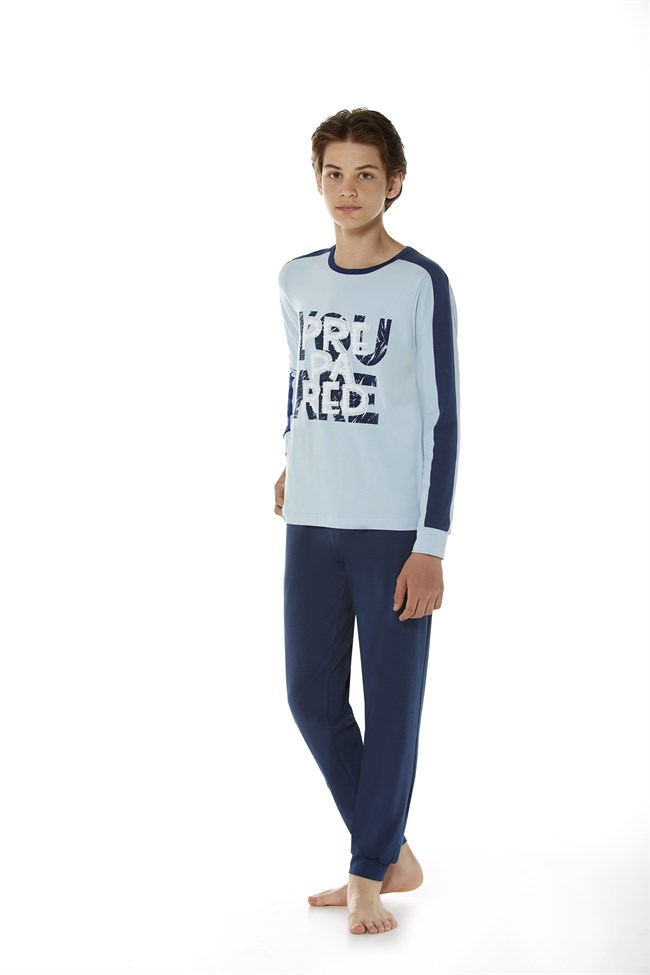 Baykar Erkek Çocuk Uzun Kollu Pijama Takımı 9660 Mavi