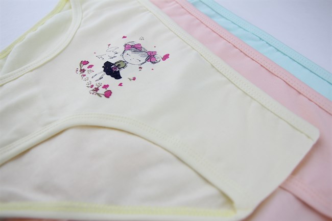 Kız Çocuk Pamuklu Renkli Baskılı Bikini Külot 3lü Paket 5312 Somon