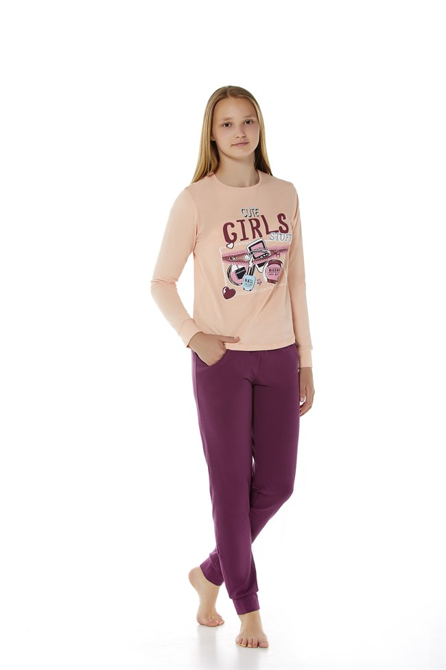 Baykar Kız Çocuk Uzun Kollu Pijama Takımı 9208 Pembe