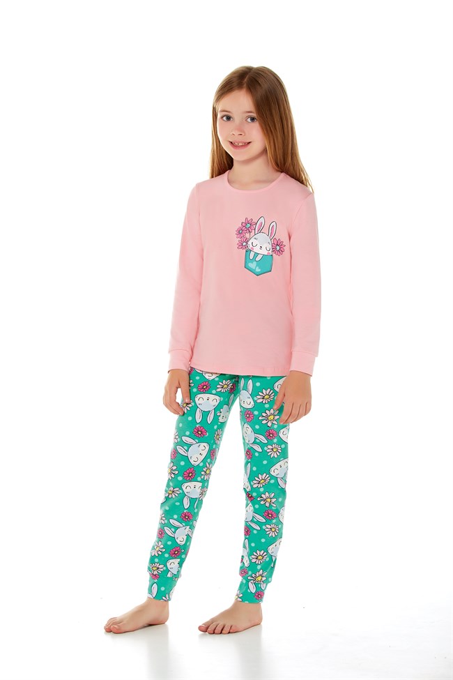 Baykar Kız Çocuk Uzun Kollu Pijama Takımı 9203 Pembe