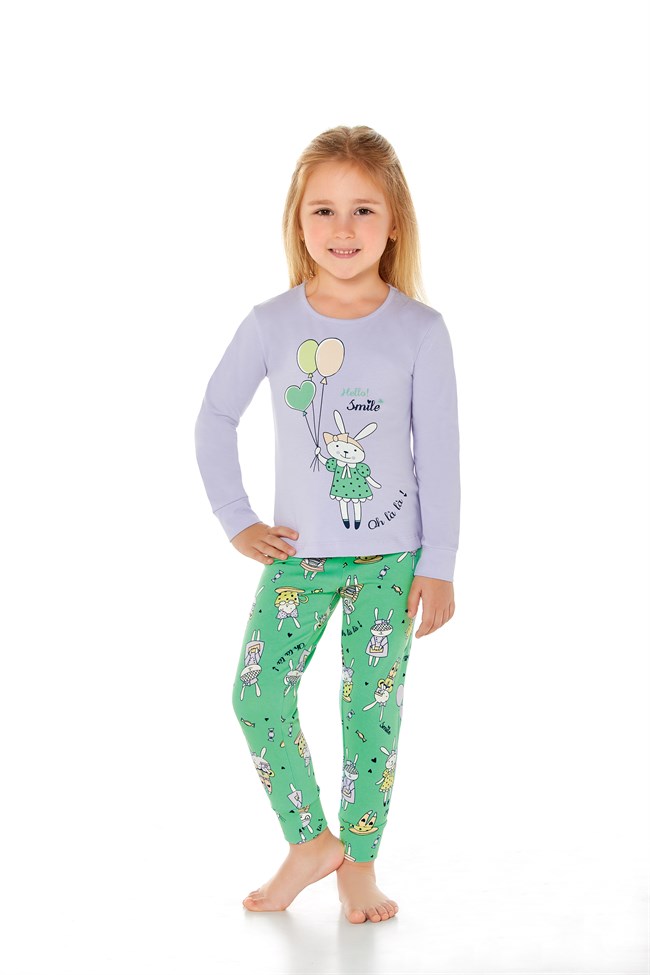Baykar Kız Çocuk Uzun Kollu Pijama Takımı 9192 Yeşil