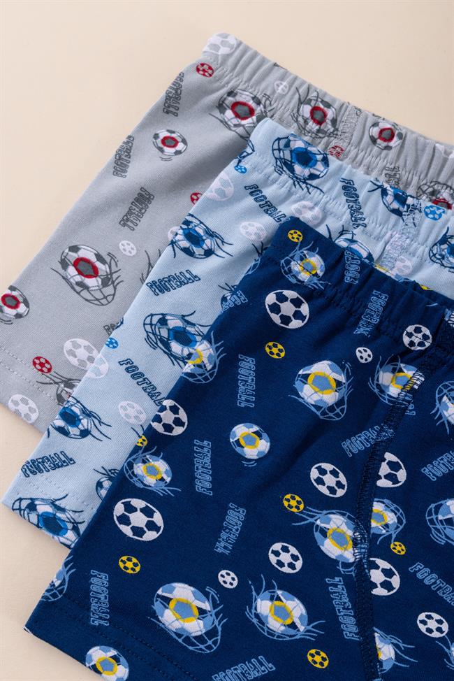 Erkek Çocuk Pamuklu Baskılı Rahat Kesim Likralı Boxer 3'lü Paket 3570 Renkli