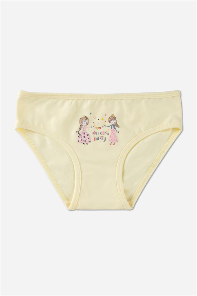 Kız Çocuk Pamuklu Renkli Baskılı Bikini Külot 3lü Paket 5654 Renkli