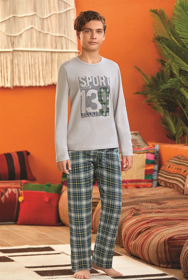 Baykar Erkek Çocuk Sport Running Pijama Takımı 9602 Kum Gri