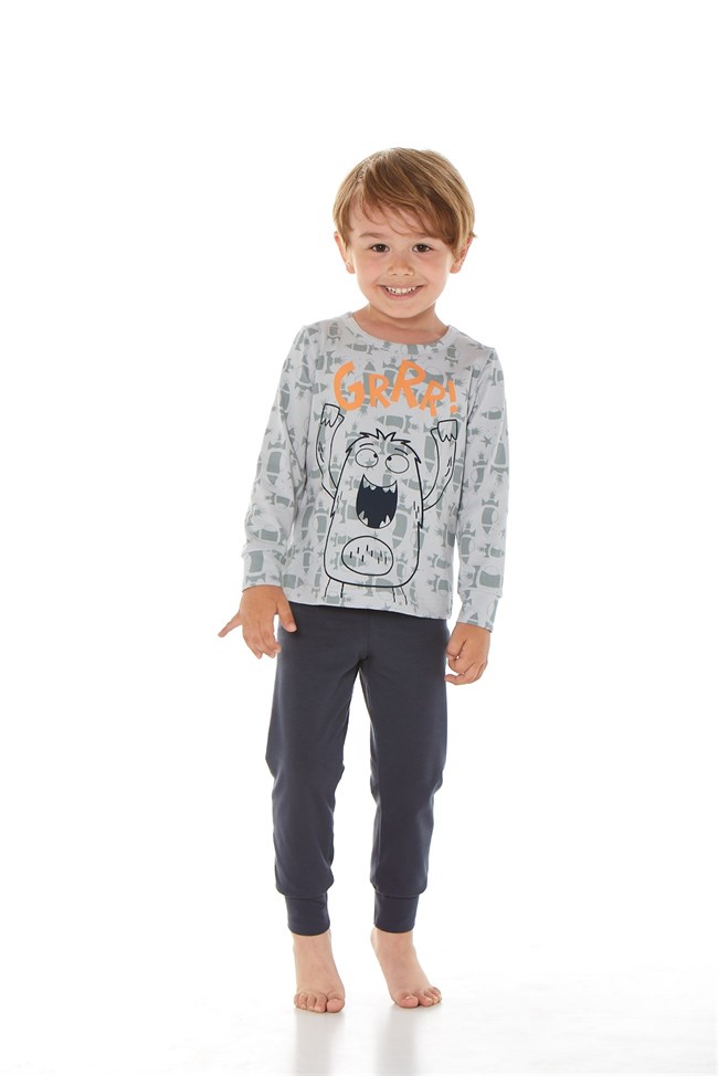 Baykar Erkek Çocuk Uzun Kollu Pijama Takımı 9638 Gri