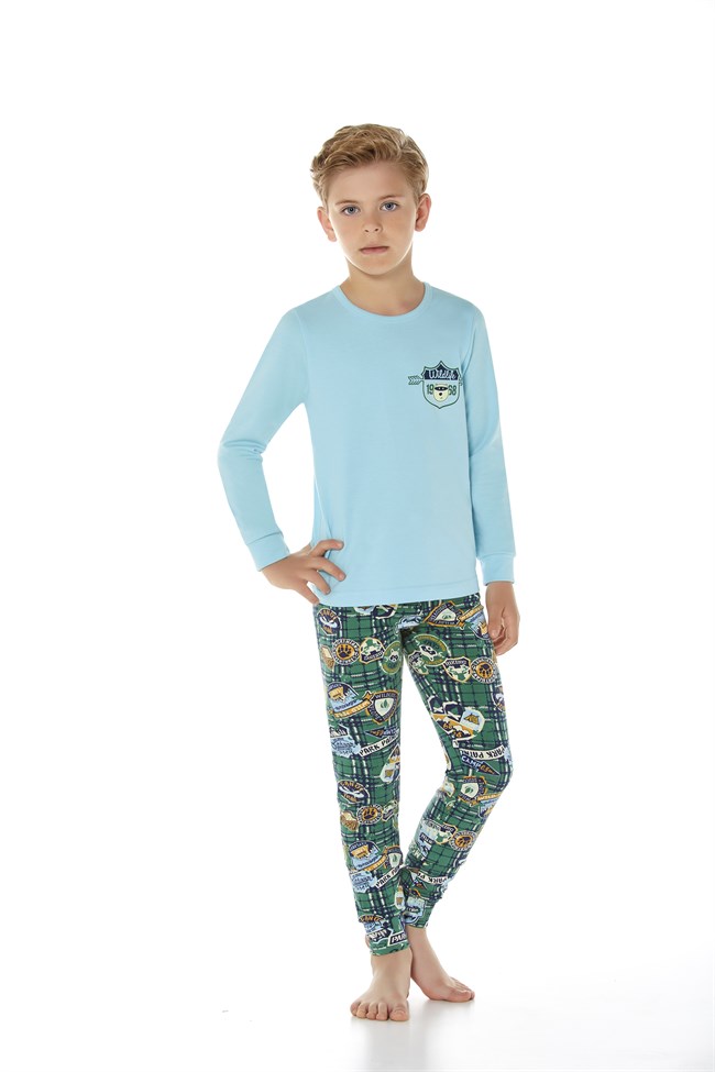 Baykar Erkek Çocuk Uzun Kollu Pijama Takımı 9643 Yeşil