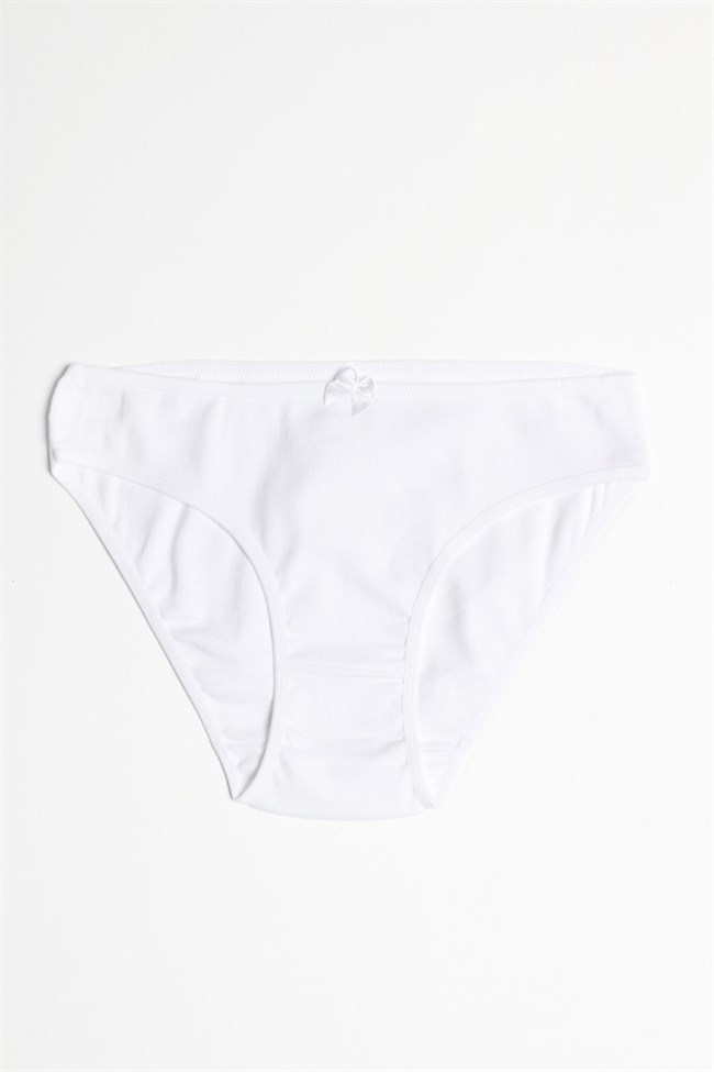 Baykar Kadın Biye Bikini Düz Külot 7704 Beyaz