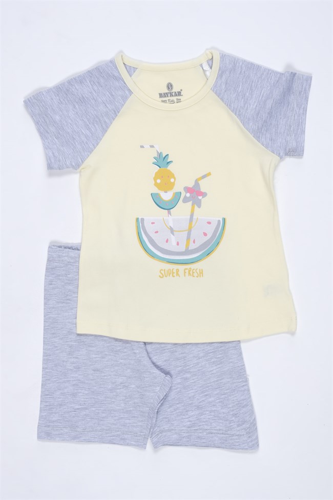 Baykar Kız Çocuk  Şortlu Pijama Takımı 9267 Sarı