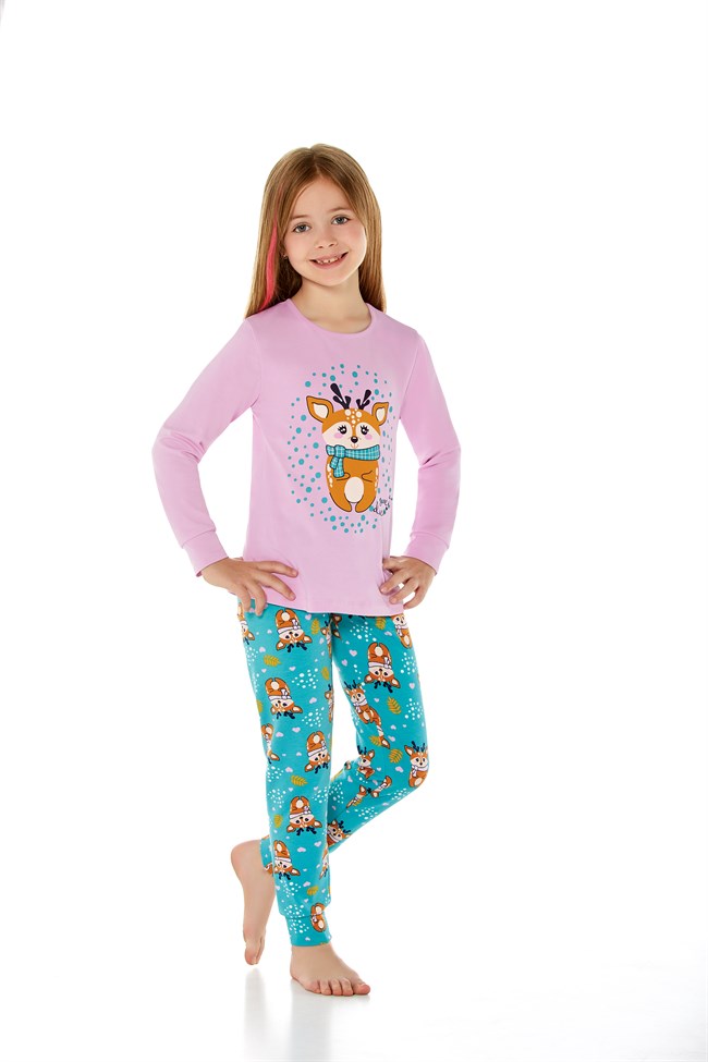 Baykar Kız Çocuk Uzun Kollu Pijama Takımı 9201 Lila