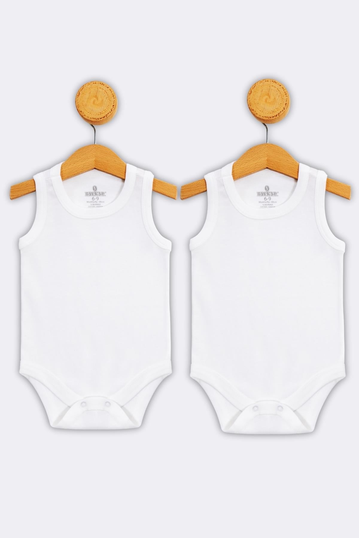 %100 Organik Pamuklu Bebek Çıtçıtlı Zıbın Body 2'li Paket Beyaz