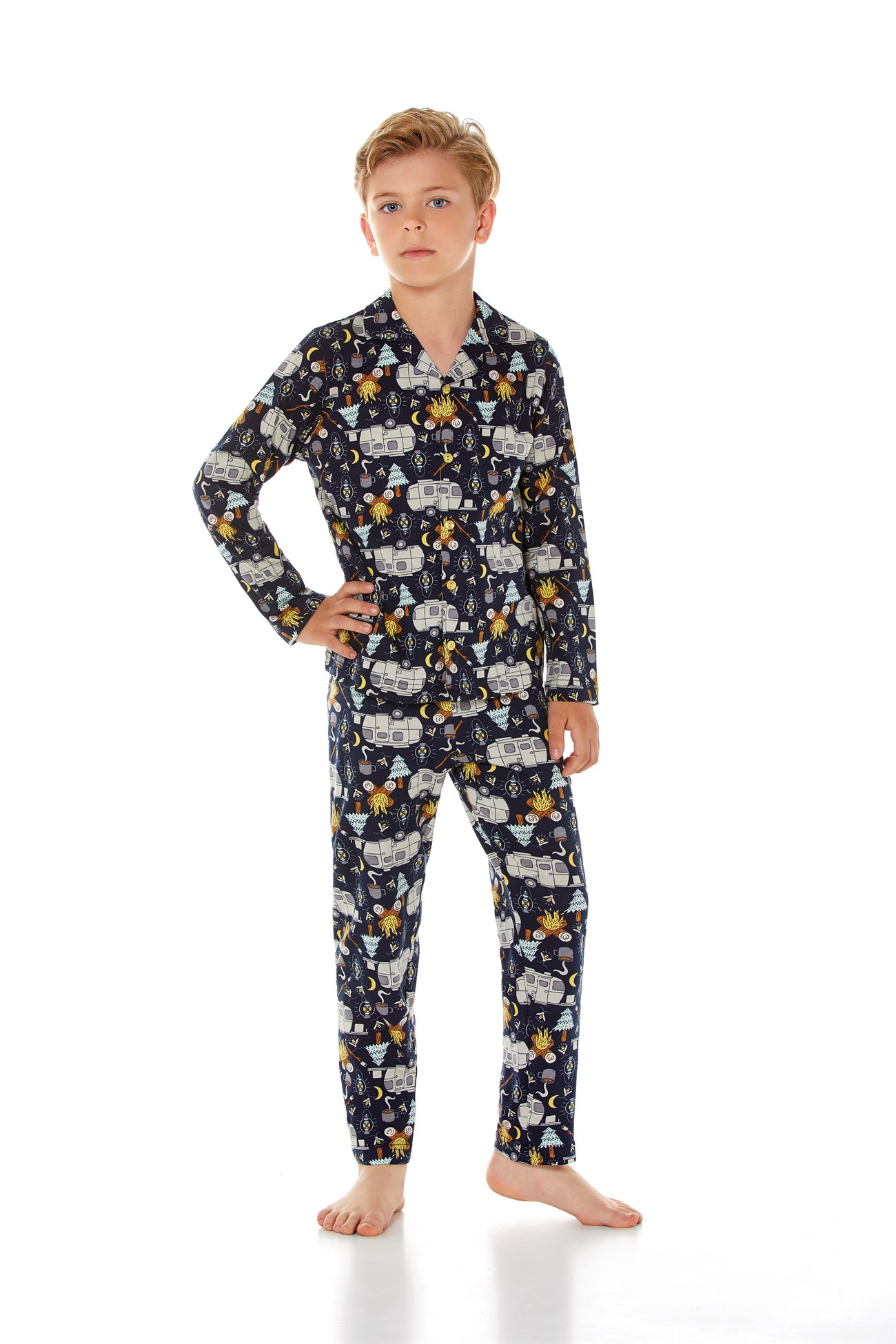 Baykar Erkek Çocuk Uzun Kollu Pijama Takımı 9651 Siyah