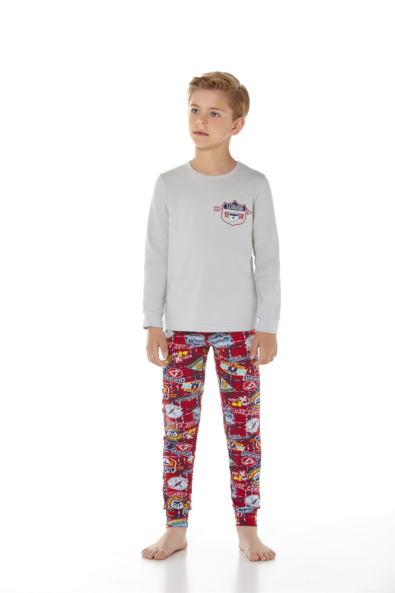 Baykar Erkek Çocuk Uzun Kollu Pijama Takımı 9643 Gri