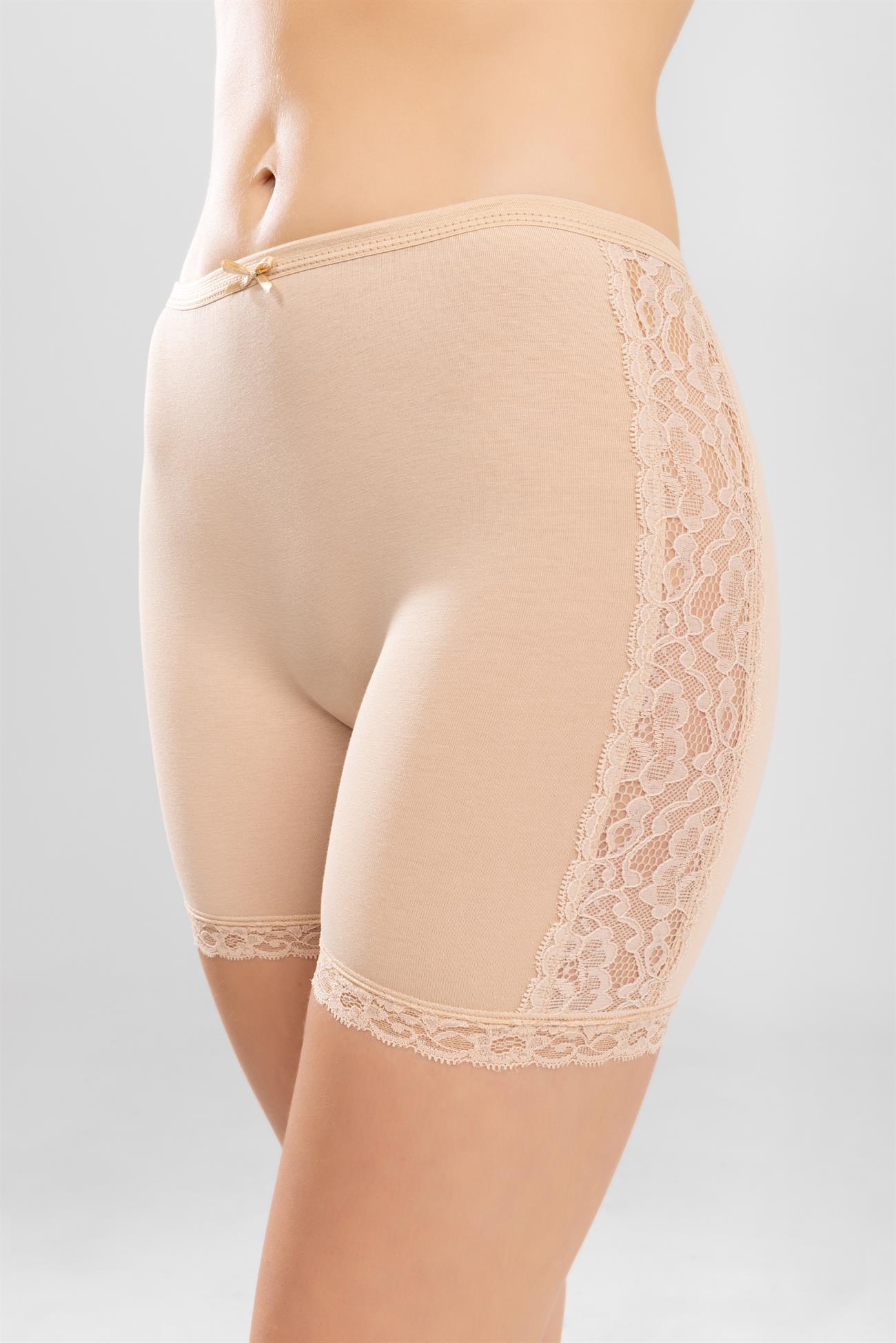 Baykar Kadın Yanları Dantalli Şort 8040 Ten Rengi