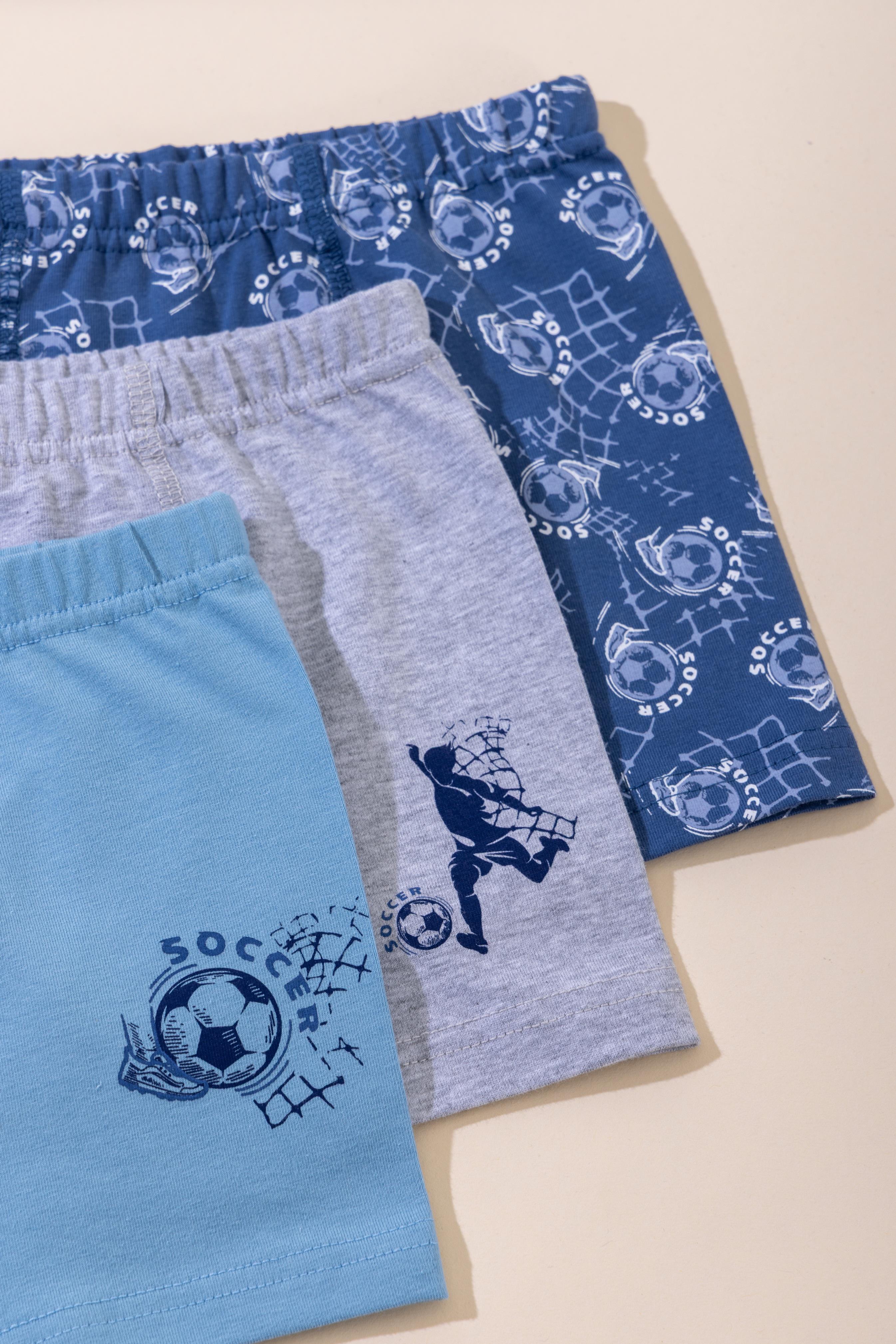 Erkek Çocuk Pamuklu Baskılı Rahat Kesim Likralı Boxer 3'lü Paket 3534 Renkli