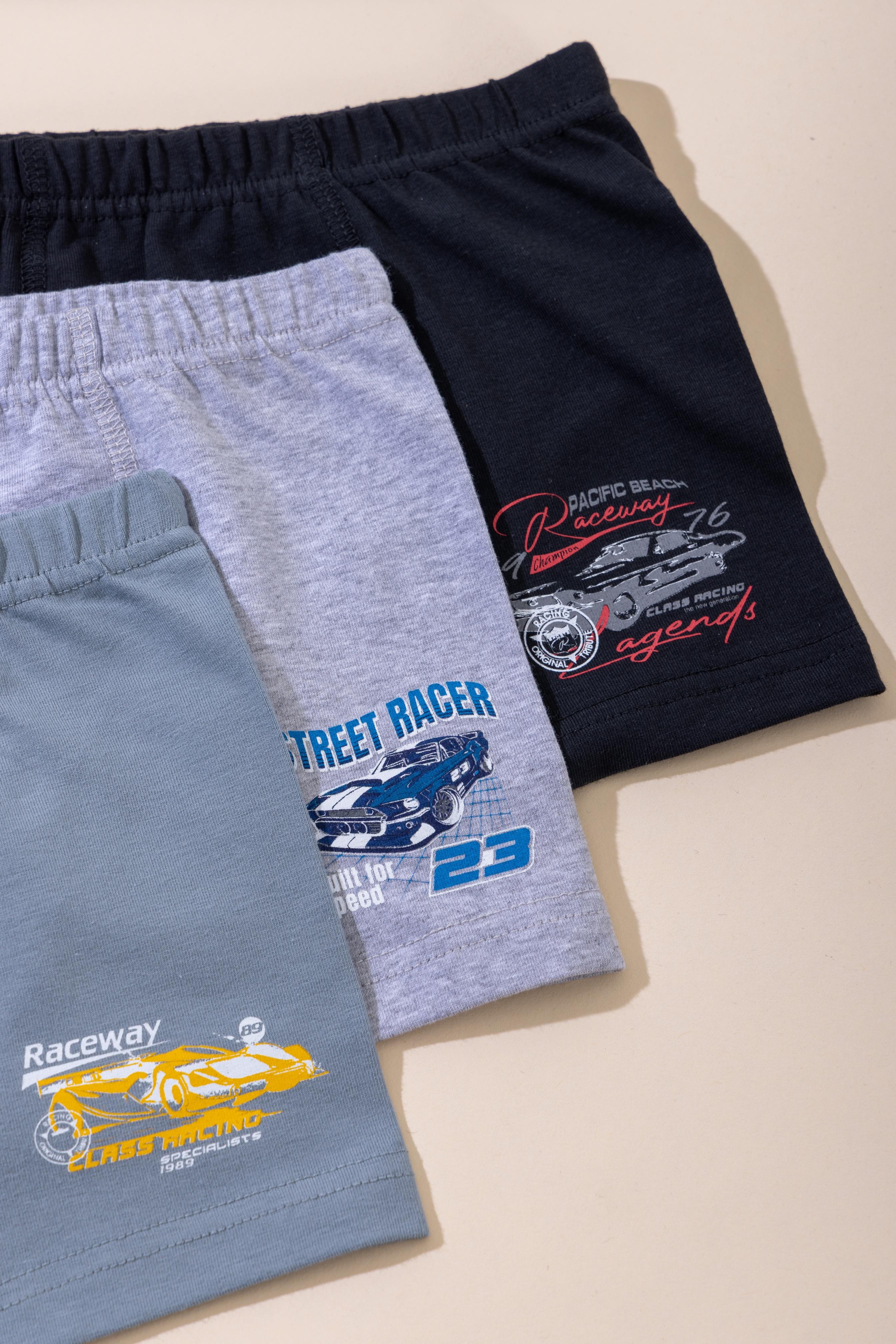 Erkek Çocuk Pamuklu Baskılı Rahat Kesim Likralı Boxer 3'lü Paket 3540 Renkli