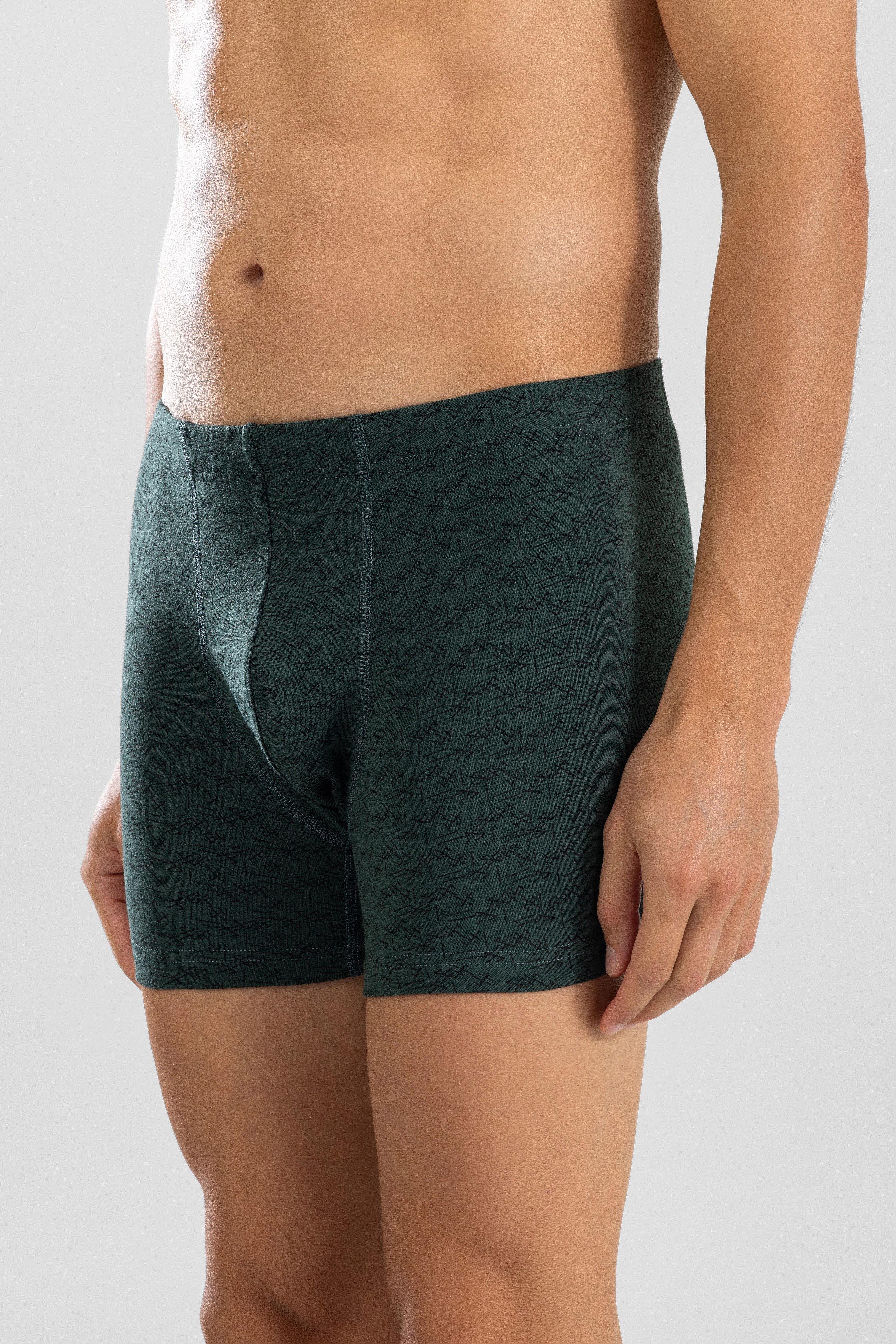 Erkek Pamuklu Compact Likralı Desenli Boxer 1448 Yeşil