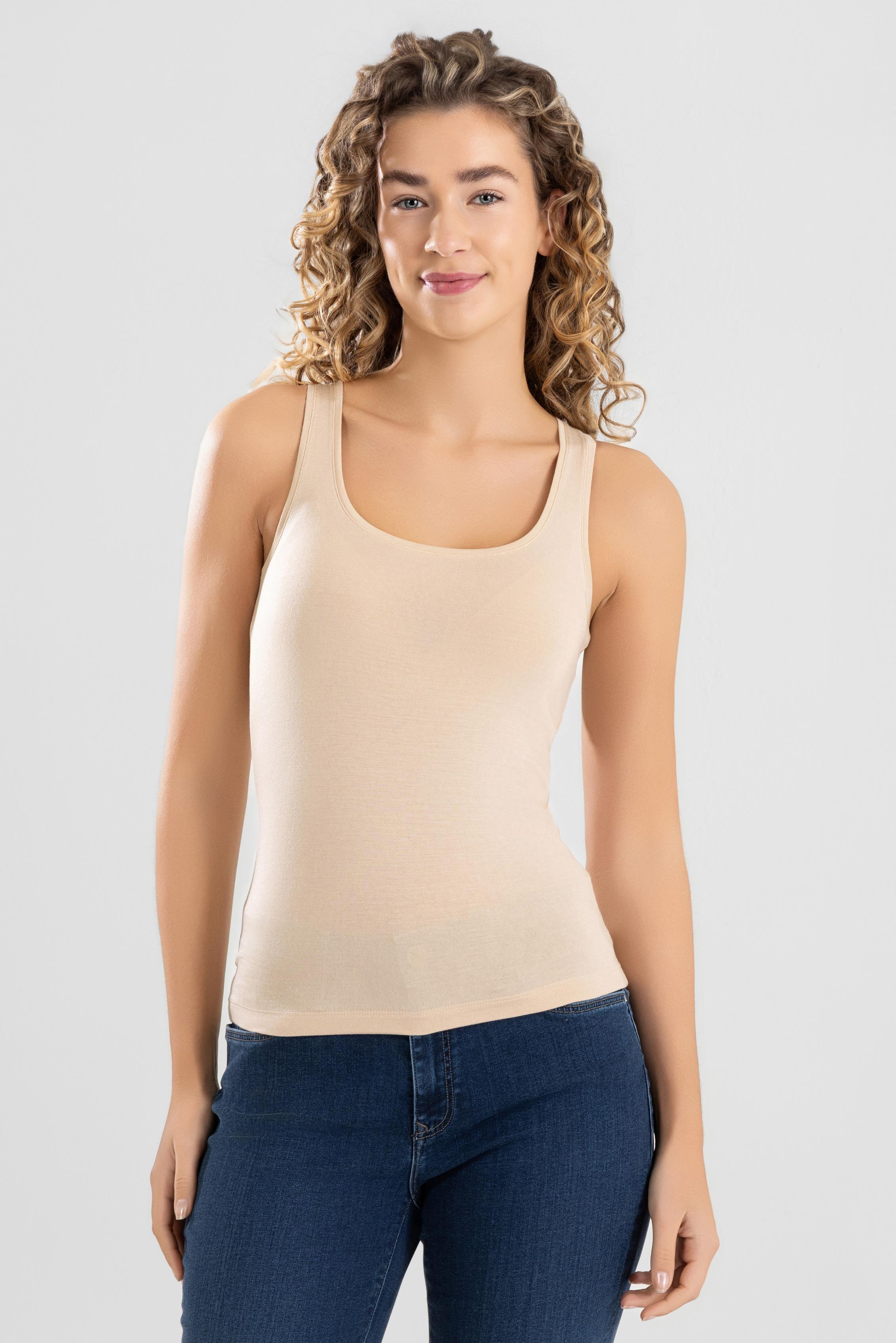 Kadın Modal LikralıKalın Askılı Atlet 6328 Ten Rengi