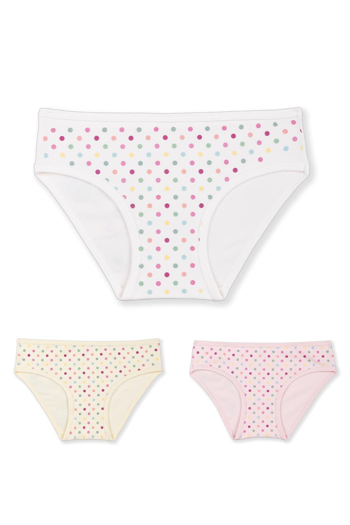 Kız Çocuk Pamuklu Renkli Baskılı Bikini Külot 3'lü Paket 5402 Renkli