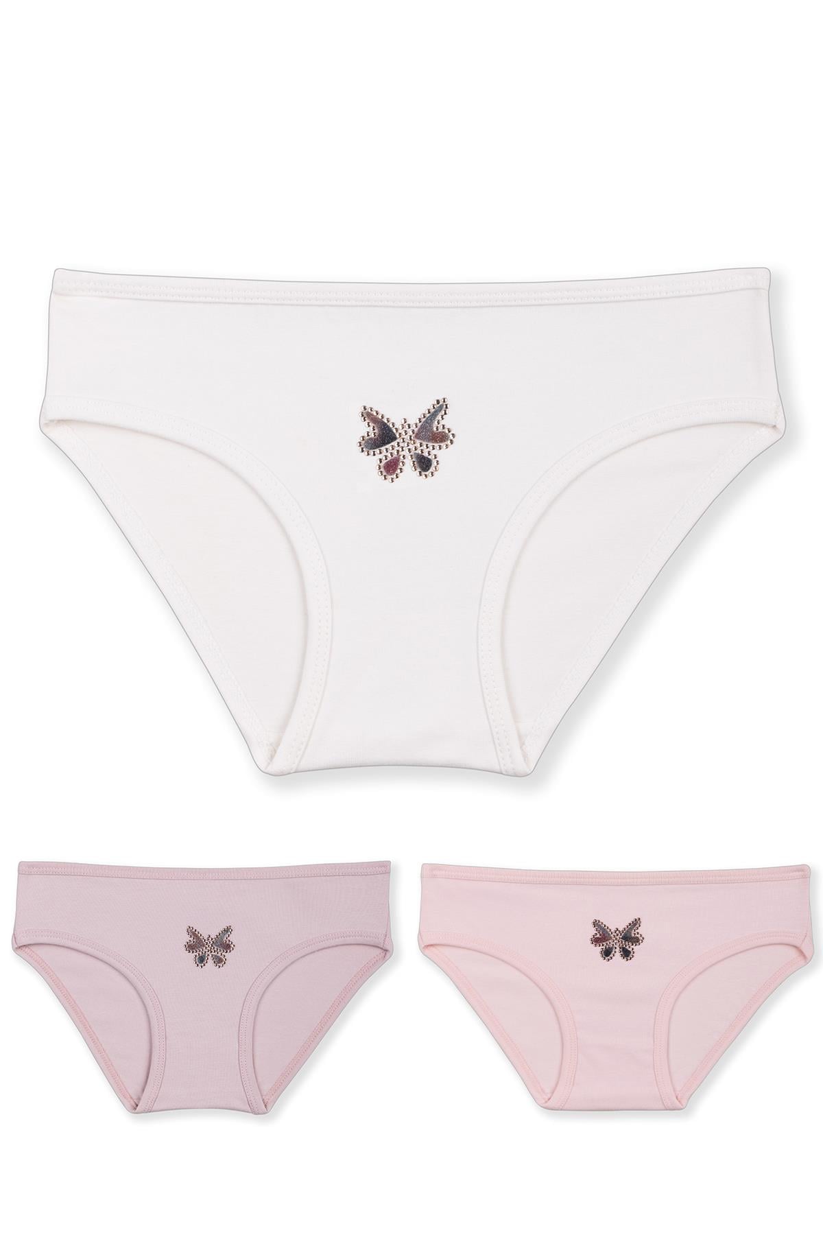 Kız Çocuk Pamuklu Renkli Baskılı Bikini Külot 3'lü Paket 5376 Renkli