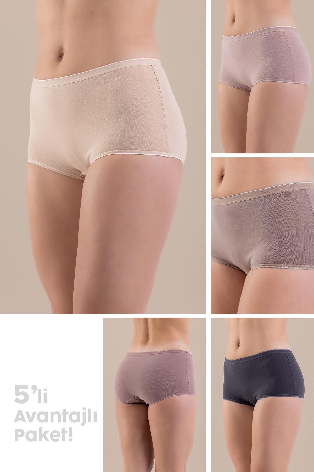 Yüksel Bel Pamuklu Basic Kadın Bato Külot 5li Paket 8806 RENKLİ