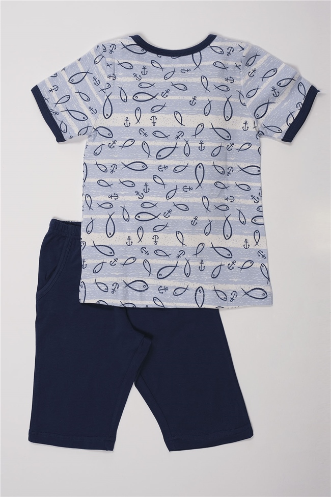 Baykar Erkek Çocuk Desenli Kaprili Pijama Takımı 9739 Lacivert