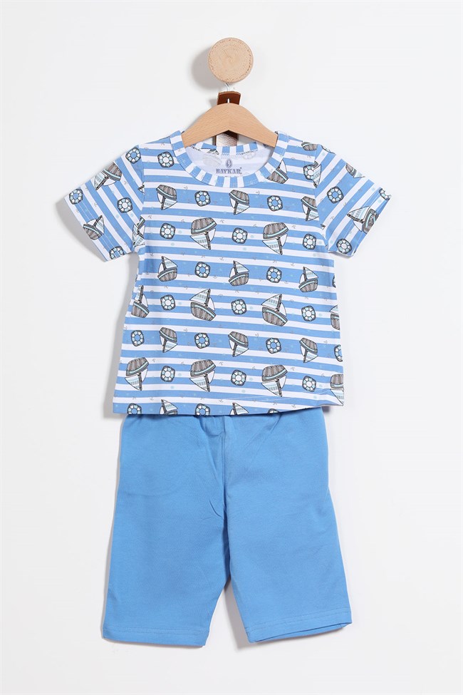 Baykar Erkek Çocuk Gemi Desenli Pijama Takımı 9726 Mavi