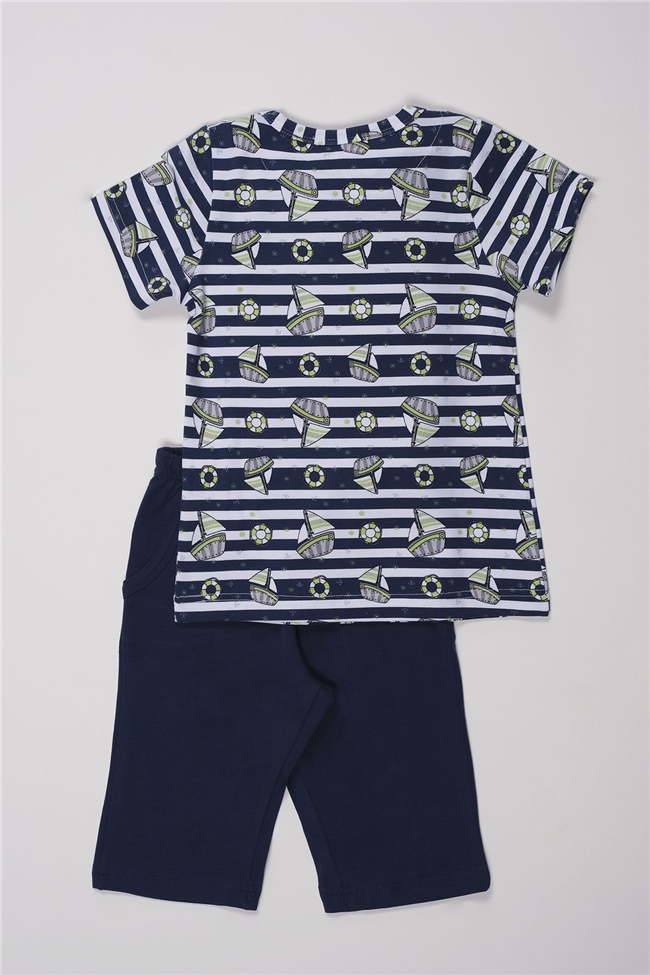 Baykar Erkek Çocuk Gemi Desenli Pijama Takımı 9726 Lacivert