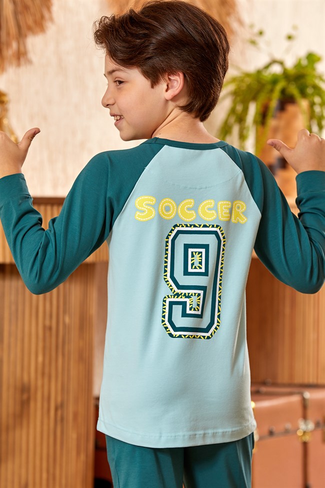 Baykar Erkek Çocuk Soccer Pijama Takımı 9797 Mavi