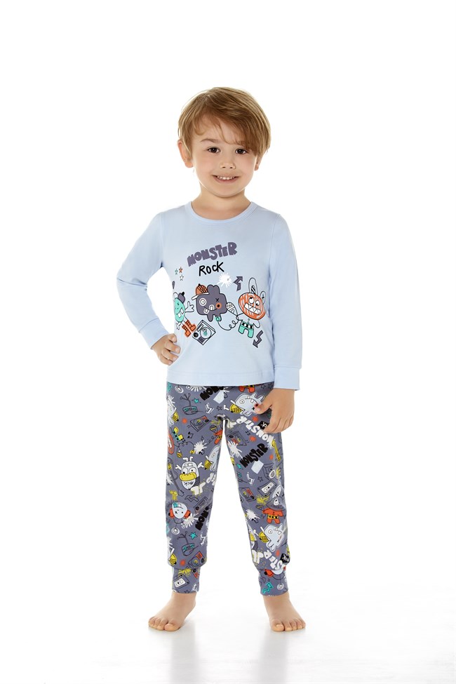 Baykar Erkek Çocuk Uzun Kollu Pijama Takımı 9634 Füme