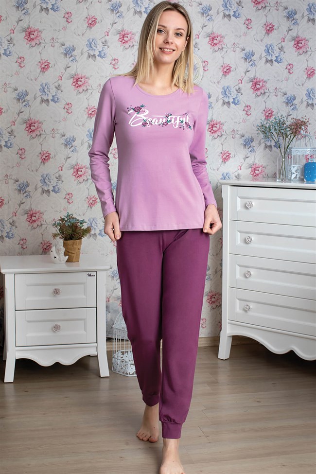 Baykar Kadın Uzun Kollu Pijama Takımı 9909 Lila