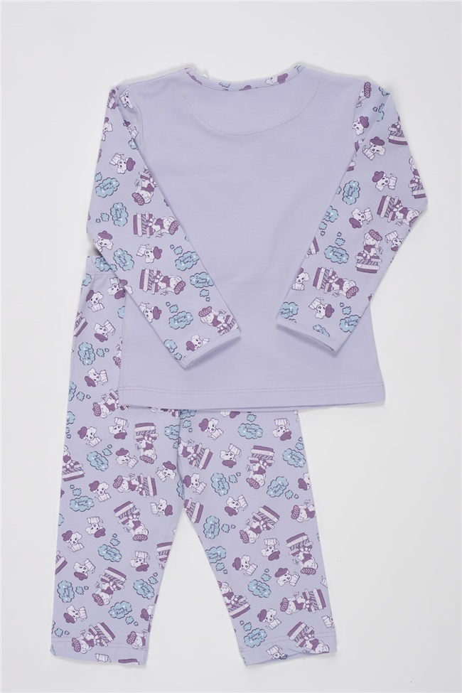 Baykar Kız Çocuk Desenli Pijama 9238 Mor