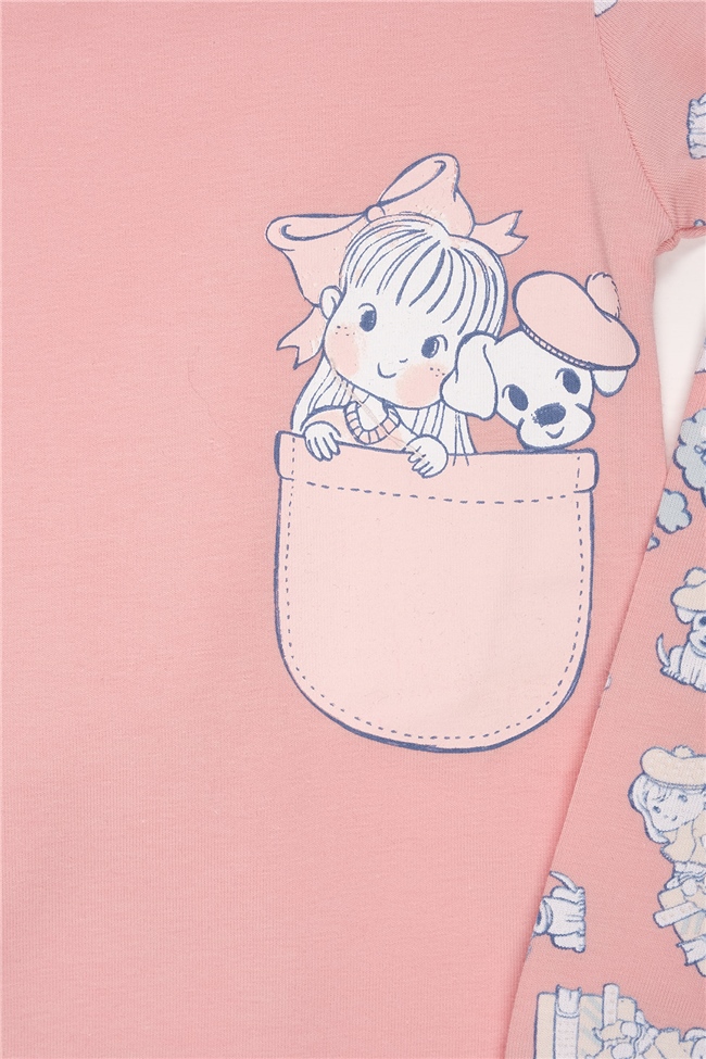 Baykar Kız Çocuk Desenli Pijama 9238 Somon