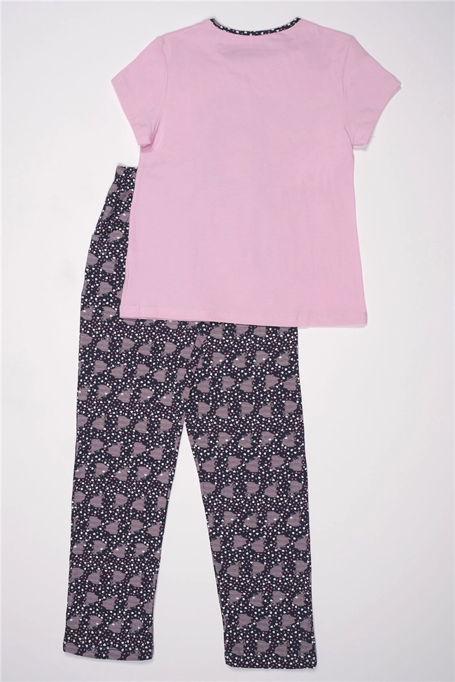 Baykar Kız Çocuk Kurdela Detaylı Pijama Takımı 9289 Pembe
