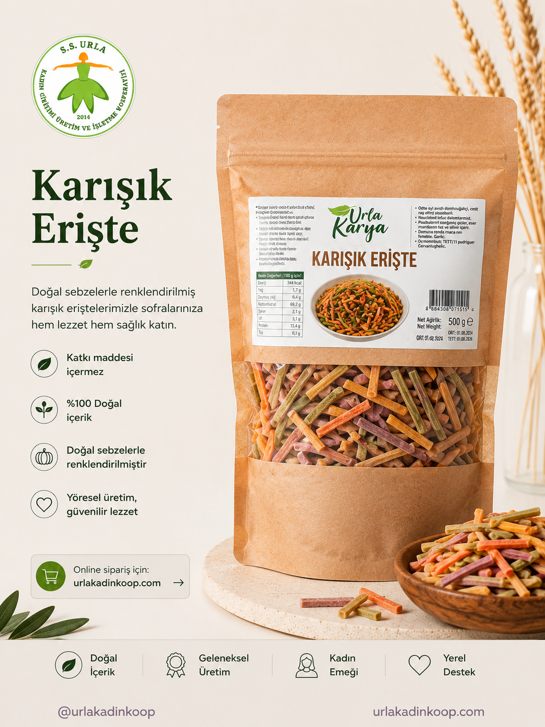 KARIŞIK -SEBZELİ ERİŞTE 500 GR