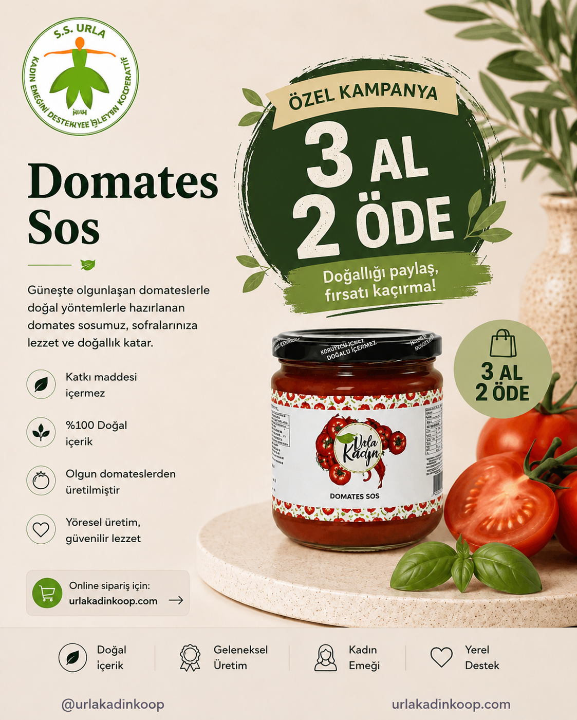 3 Kavanoz Al, 2 Kavanoz Öde Domates Sos