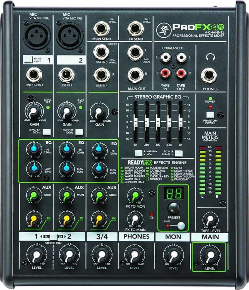 Mackie ProFX4 v2 4 Kanal 1 Aux Analog Mikser