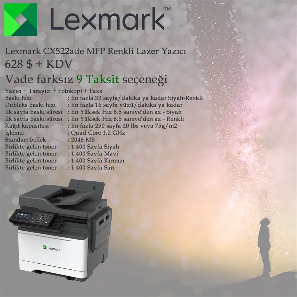Lexmark CX522ade Çok Fonksiyonlu Renkli Lazer Yazıcı