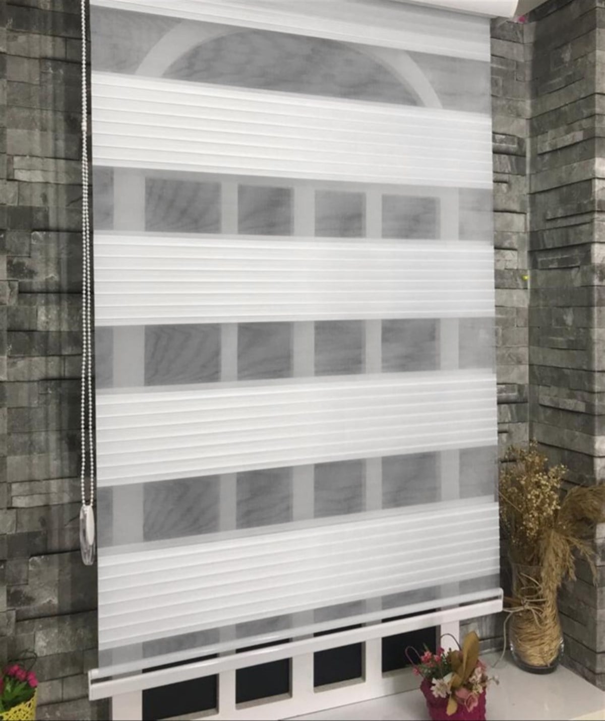 Pliseli Stor Zebra Perde Ekru STB480-D