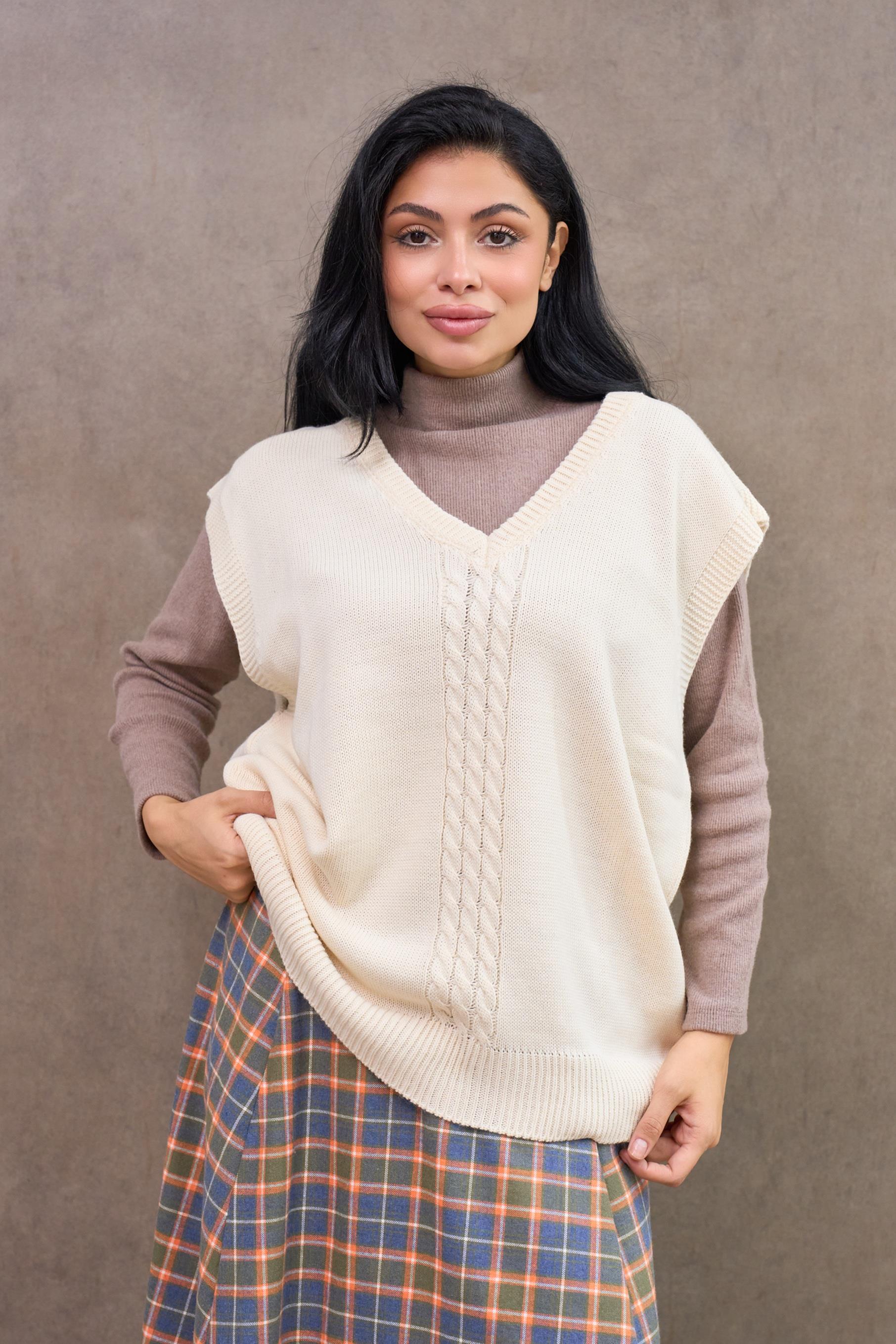 Krem Oversize Süveter