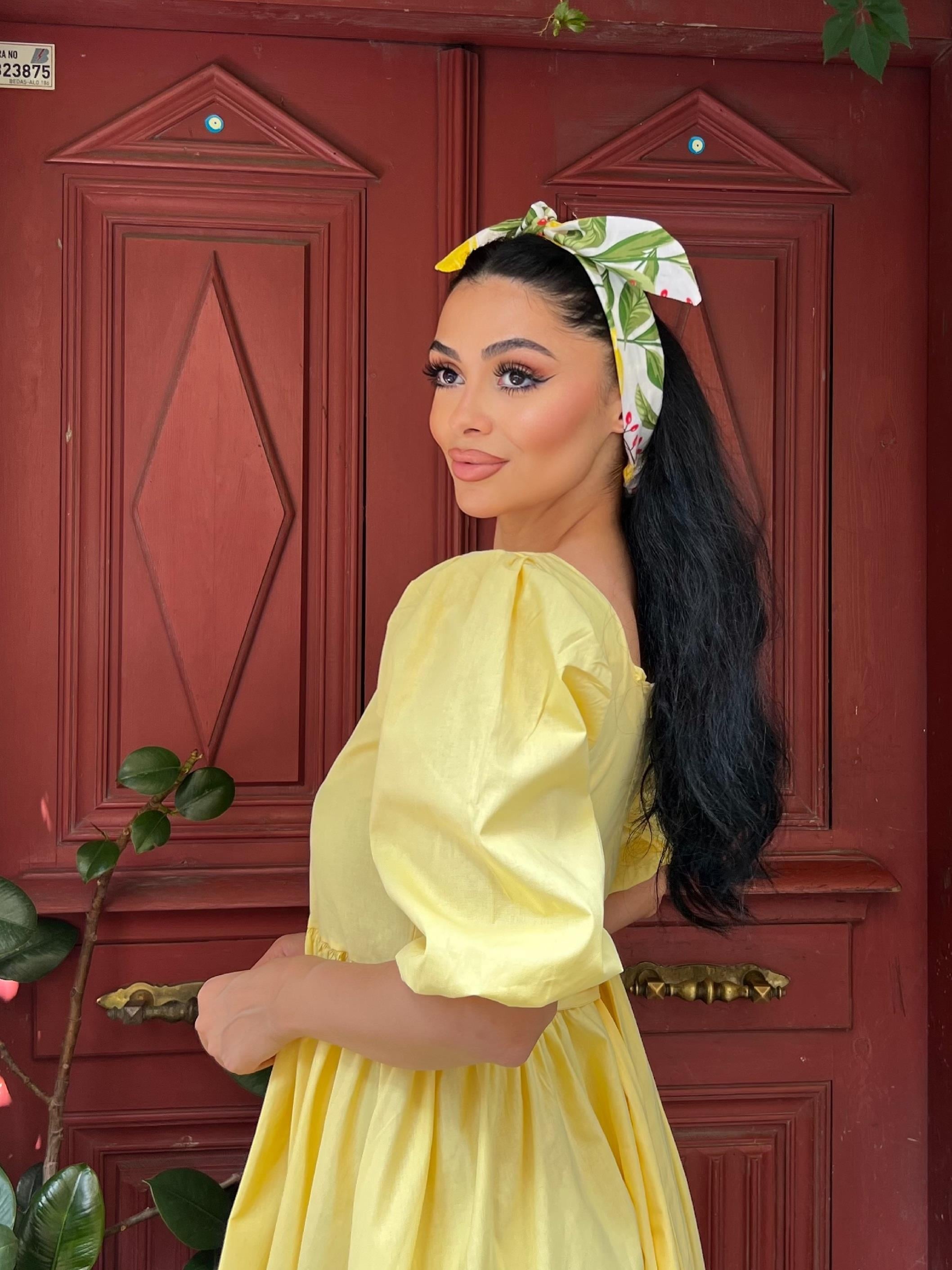 Limon Desenli Poplin Bandana
