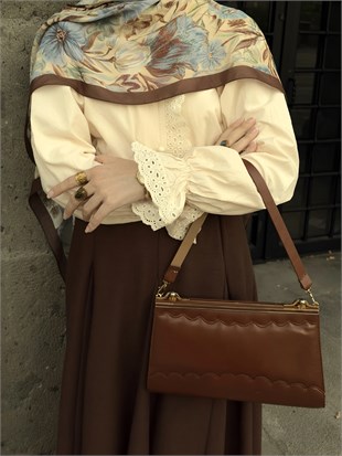  Vintage Ekru Fisto Dantelli Gömlek